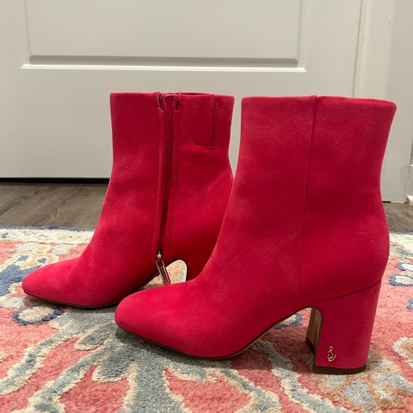 Sam Edelman Hot Pink Suede Fawn Booties - Picture 7 of 9
